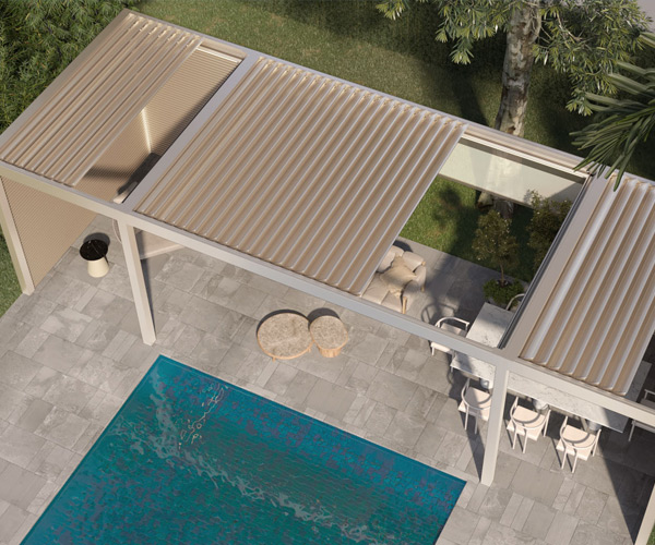 Bioklimatická pergola Skyroof Prestige s posuvnou strechou