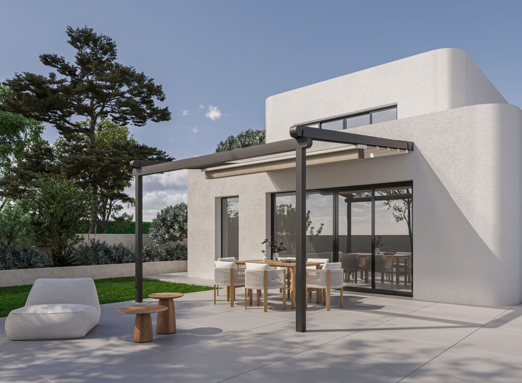 Látková pergola Silver s elektricky zaťahovateľnou strechou