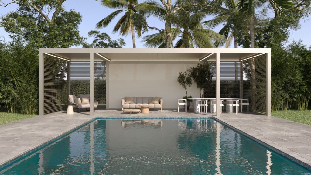 Bioklimatická pergola Skyroof Prestige s posuvnou strechou